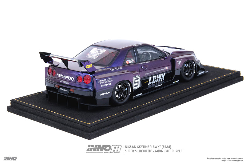 INNO18 1:18 Nissan Skyline (ER34) Super Silhouette "LBWK" in Midnight Purple II