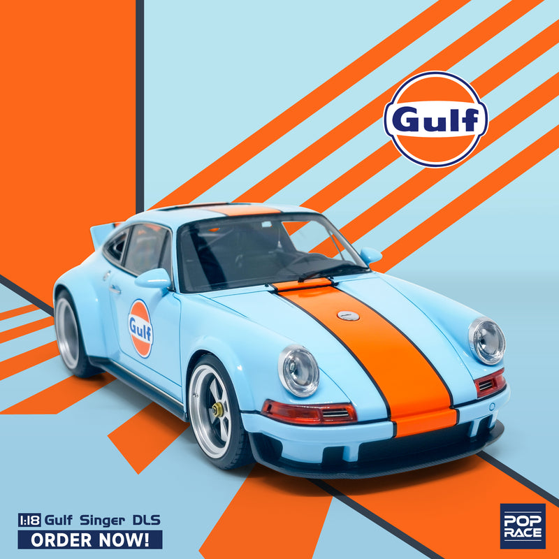 Pop Race 1/18 Porsche DLS Singer with Gulf Livery