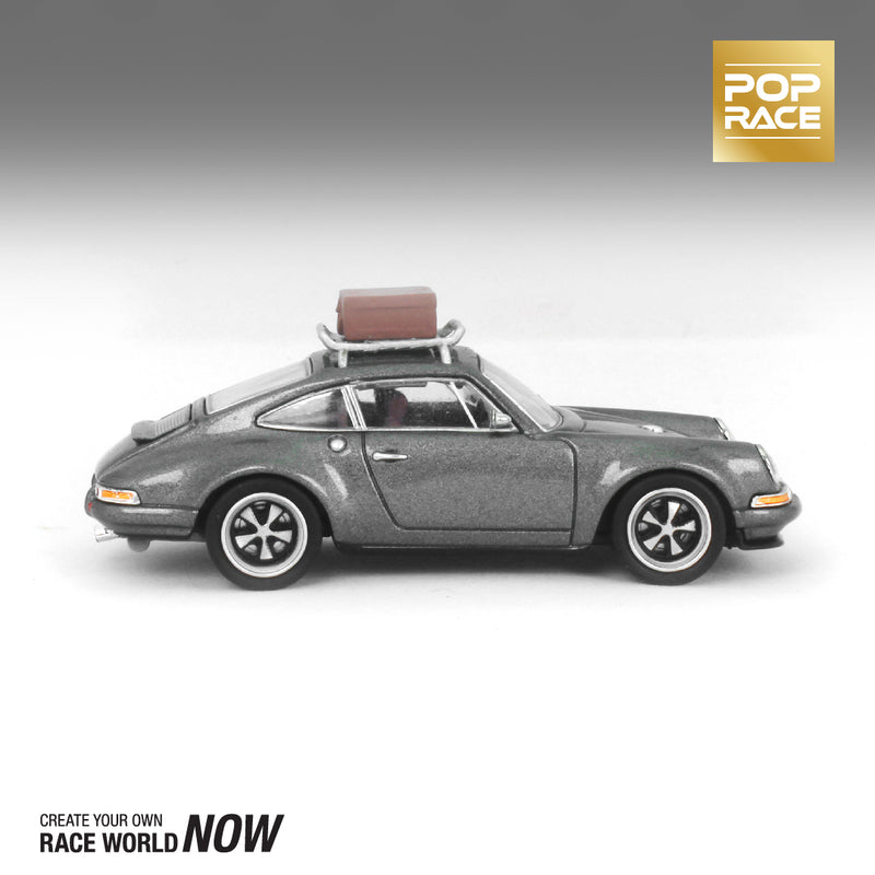 Pop Race 1/64 Porsche 964 Singer Targa in Gray with Luggage