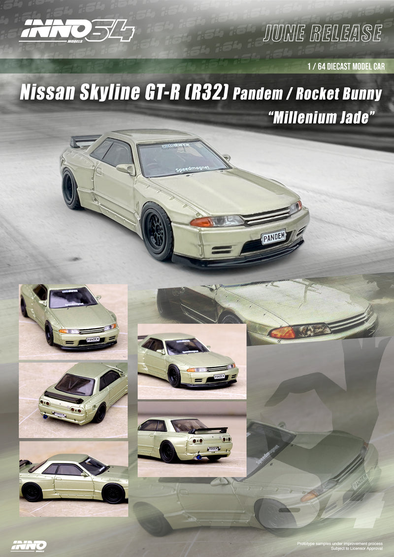 INNO64 1:64 Nissan Skyline GT-R (R32) Pandem Rocket Bunny in Milennium Jade