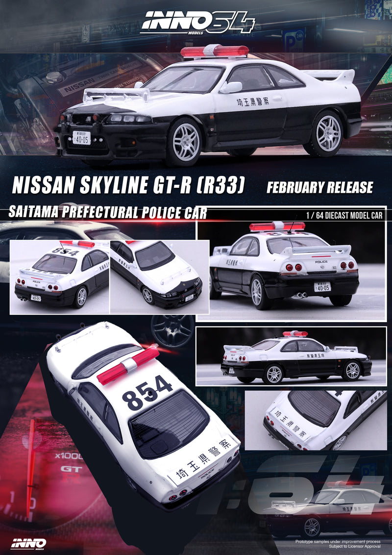 INNO64 1:64 Nissan Skyline GT-R (R33) Saitama Prefecture Police Car