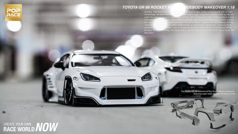 Pop Race 1/18 Toyota GR 86 PANDEM Rocket Bunny in White