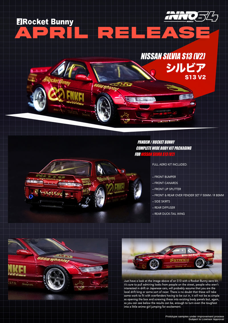 INNO64 1:64 Nissan S13 Silvia Pandem Rocket Bunny Edition in Red Metallic