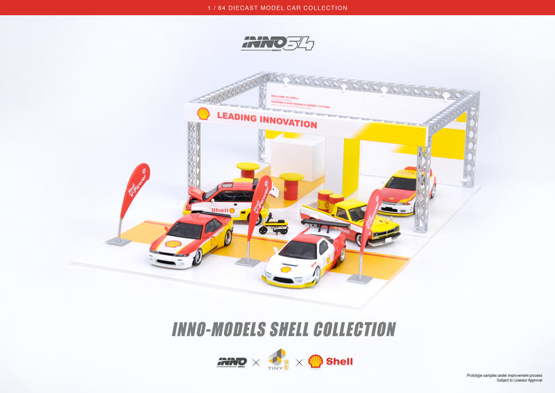 INNO64 1:64 Shell Collection Kiosk and Model Cars Set