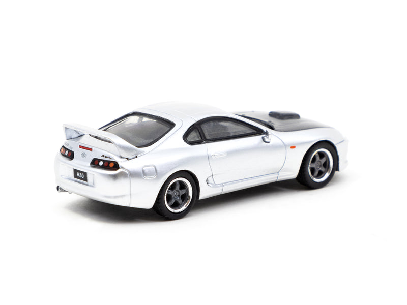 Tarmac Works 1:64 Toyota Supra with Carbon Bonnet in Silver