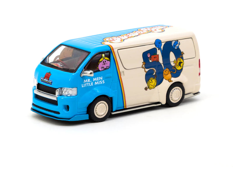 Tarmac Works 1:64 Toyota Hiace Widebody Mr. Men Little Miss 50th Anniversay with Metal Oil Can