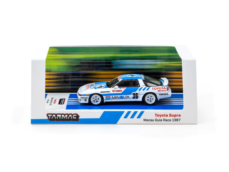 Tarmac Works 1:64 Toyota Supra MA70 Macua Guia Race 1987 Alan Jones