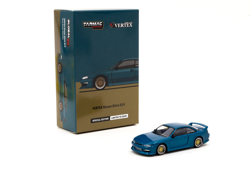 Tarmac Works 1:64 Nissan Silvia S14 Vertex in Blue Green Metallic Nismo Festival at FUJI Speedway 2022