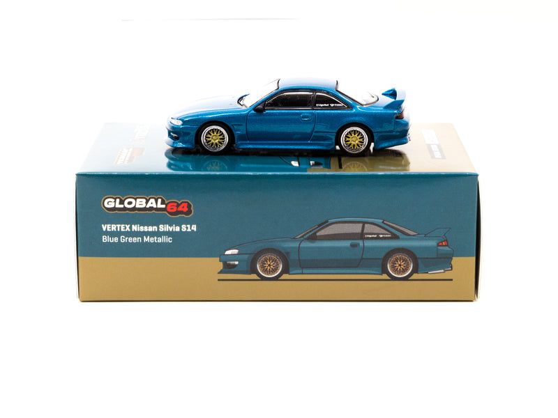 Tarmac Works 1:64 Nissan Silvia S14 Vertex in Blue Green Metallic Nismo Festival at FUJI Speedway 2022