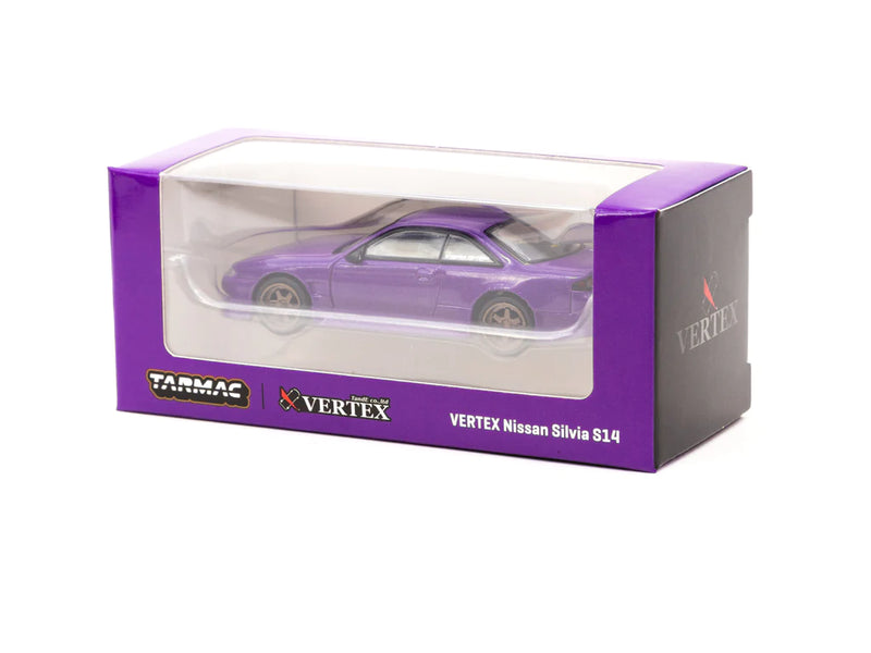 Tarmac Works 1:64 Nissan Silvia S14 Vertex Edition in Purple Metallic