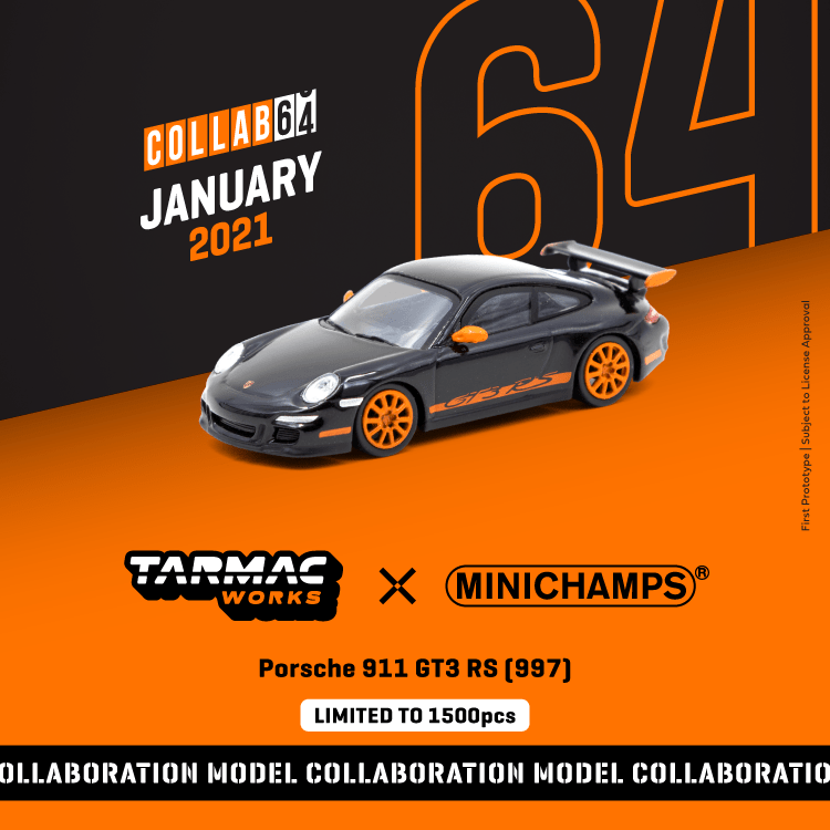 Tarmac Works x MINICHAMPS 1:64 Porsche 911 GT3 RS in Black