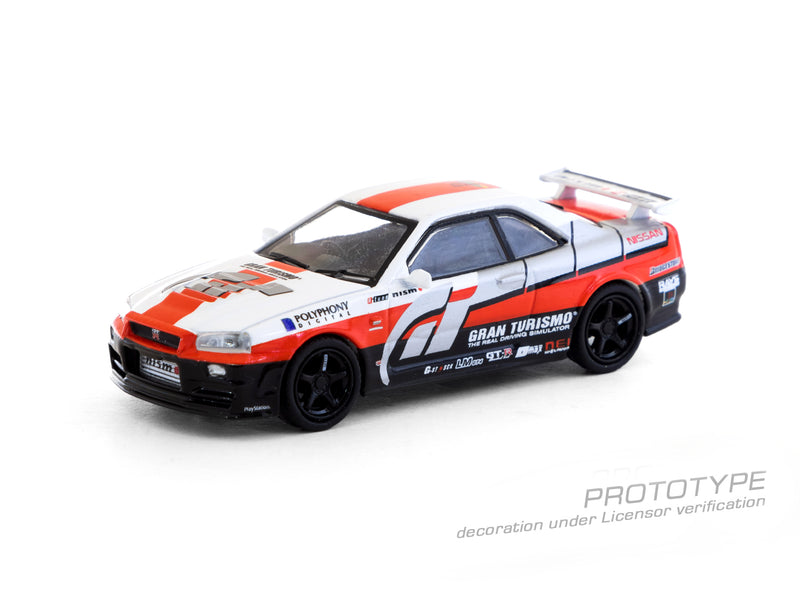 Tarmac Works 1:64 Nissan Skyline GT-R (R34) Z-Tune in White / Red / Black