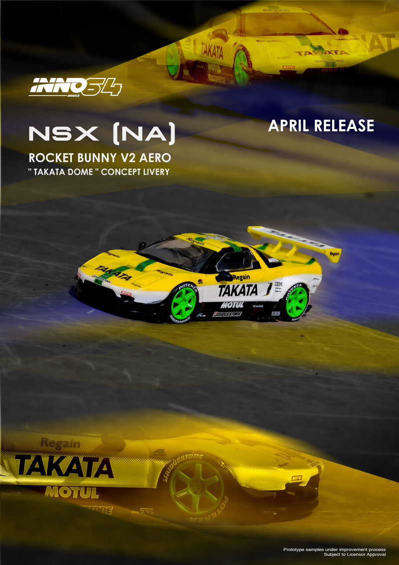 INNO64 1:64 Honda NSX (NA1) Auto Fashion Rocket Bunny V2 Aero "TAKATA DOME" Concept Livery