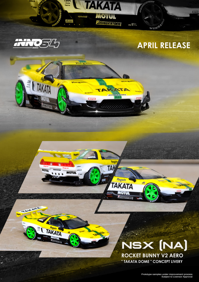 INNO64 1:64 Honda NSX (NA1) Auto Fashion Rocket Bunny V2 Aero "TAKATA DOME" Concept Livery