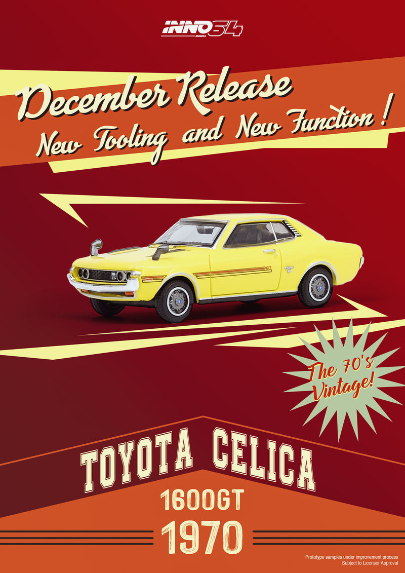 INNO Models 1:64 Toyota Celica 1600GT (TA22) in Yellow