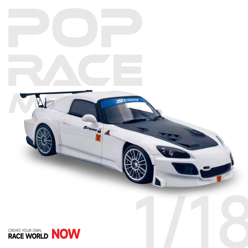 Pop Race 1/18 Honda S2000 Spoon Sports in White