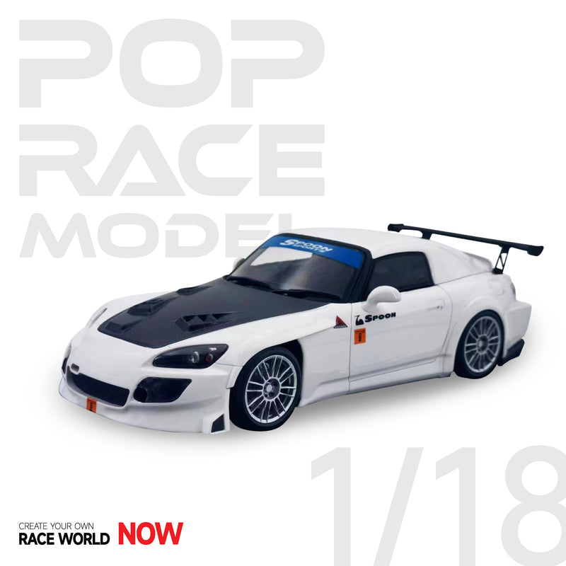 Pop Race 1/18 Honda S2000 Spoon Sports in White