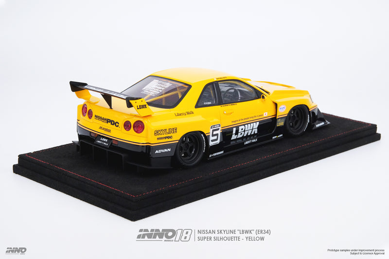 INNO18 1:18 Nissan Skyline (ER34) Super Silhouette "LBWK" in Yellow