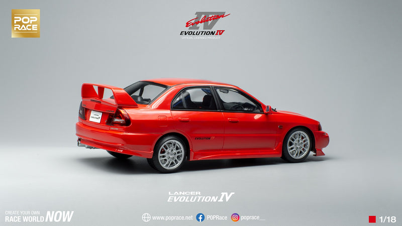 Pop Race 1/18 Mitsubishi Lancer EVO IV in Red