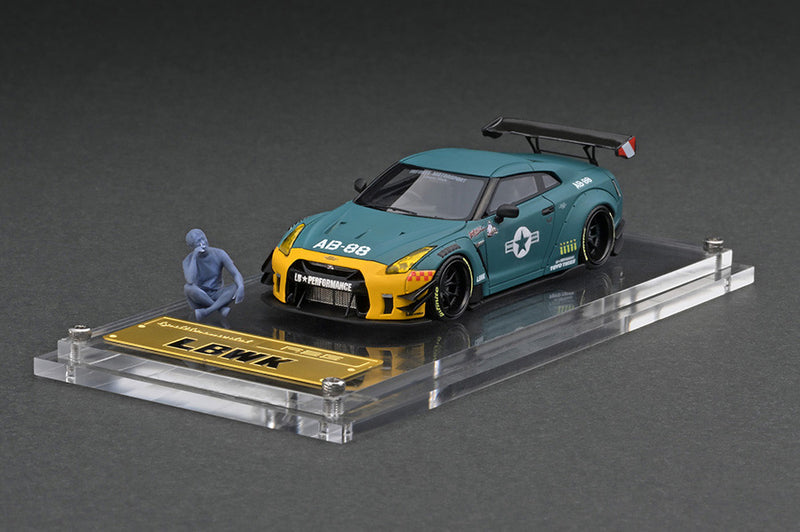 Ignition Model 1:64 Nissan GT-R (R35) LB-WORKS Type 2 in Matte Green with Mr. Kato Figure