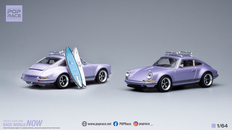 Pop Race 1/64 Porsche 964 Singer in Purple with Accessories