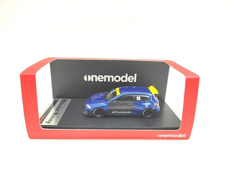 One Model 1:64 Honda Civic EG6 Rocket Bunny in Blue Carbon