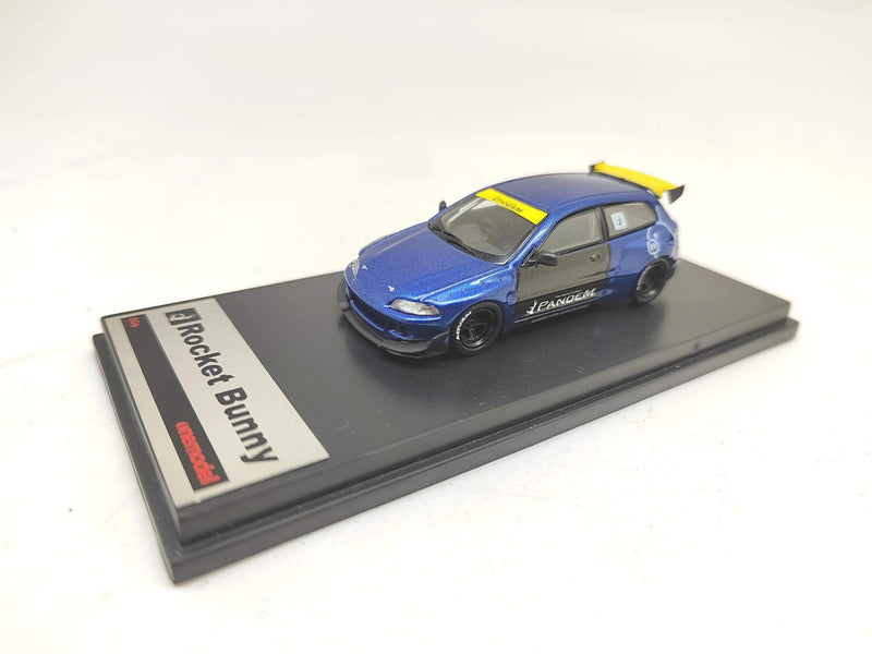 One Model 1:64 Honda Civic EG6 Rocket Bunny in Blue Carbon