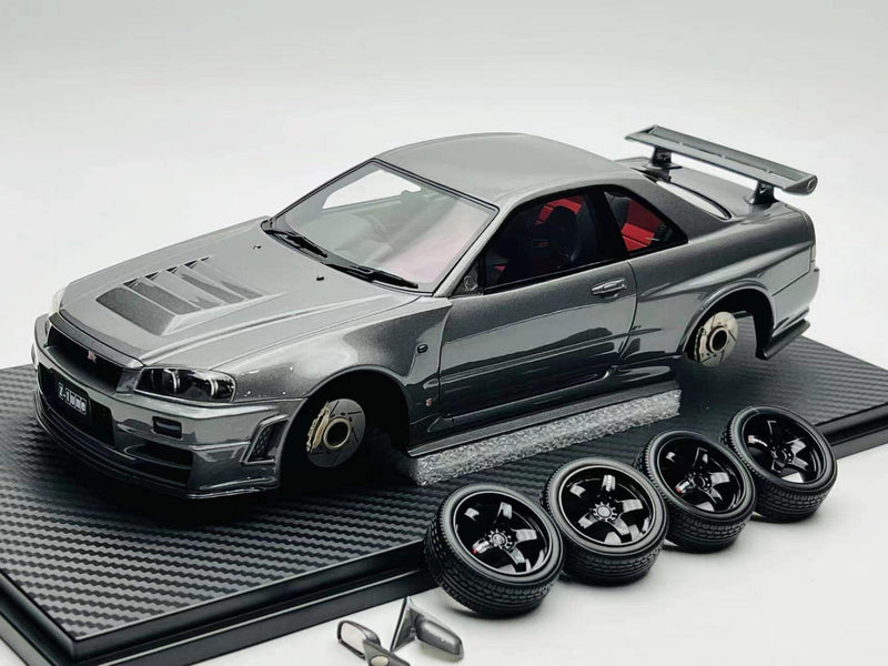 One Model 1:18 Nissan Skyline GT-R (BNR34) Z-Tune in Gun Gray Metallic