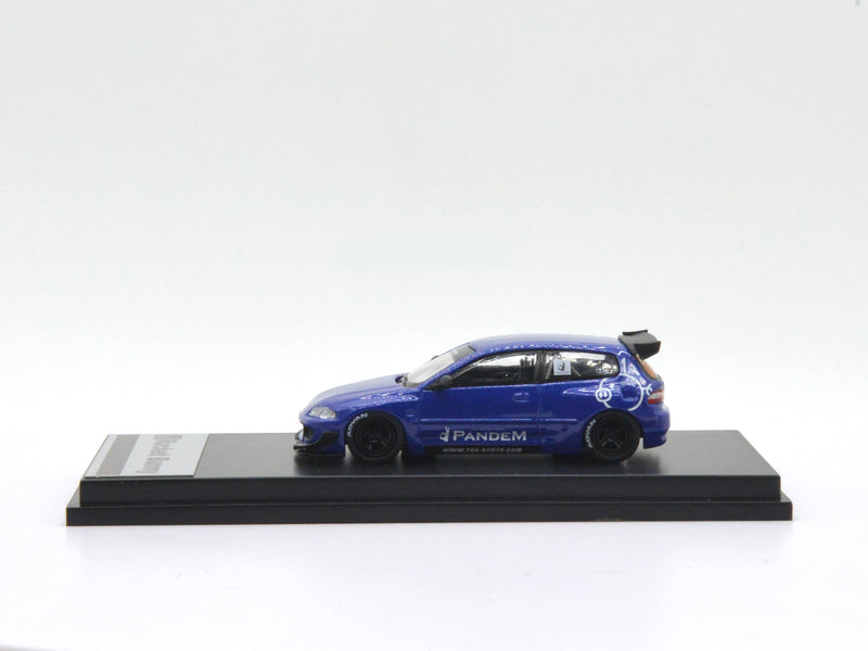 One Model 1:64 Honda Civic EG6 Rocket Bunny Pandem Blue