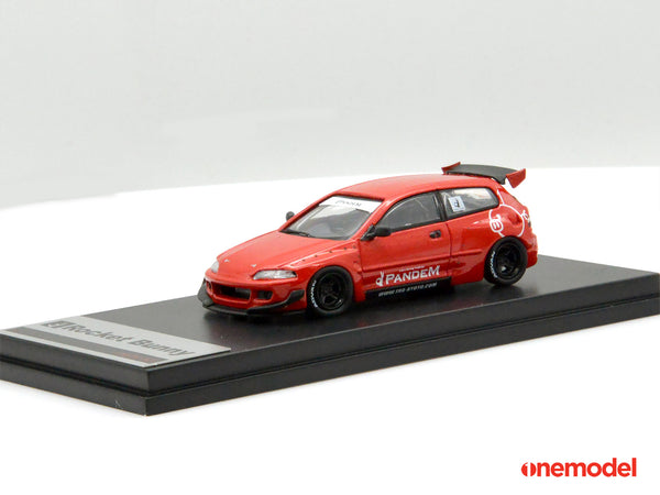 One Model 1:64 Honda Civic EG6 Rocket Bunny Pandem Red