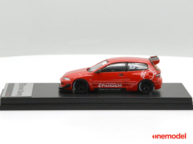 One Model 1:64 Honda Civic EG6 Rocket Bunny Pandem Red