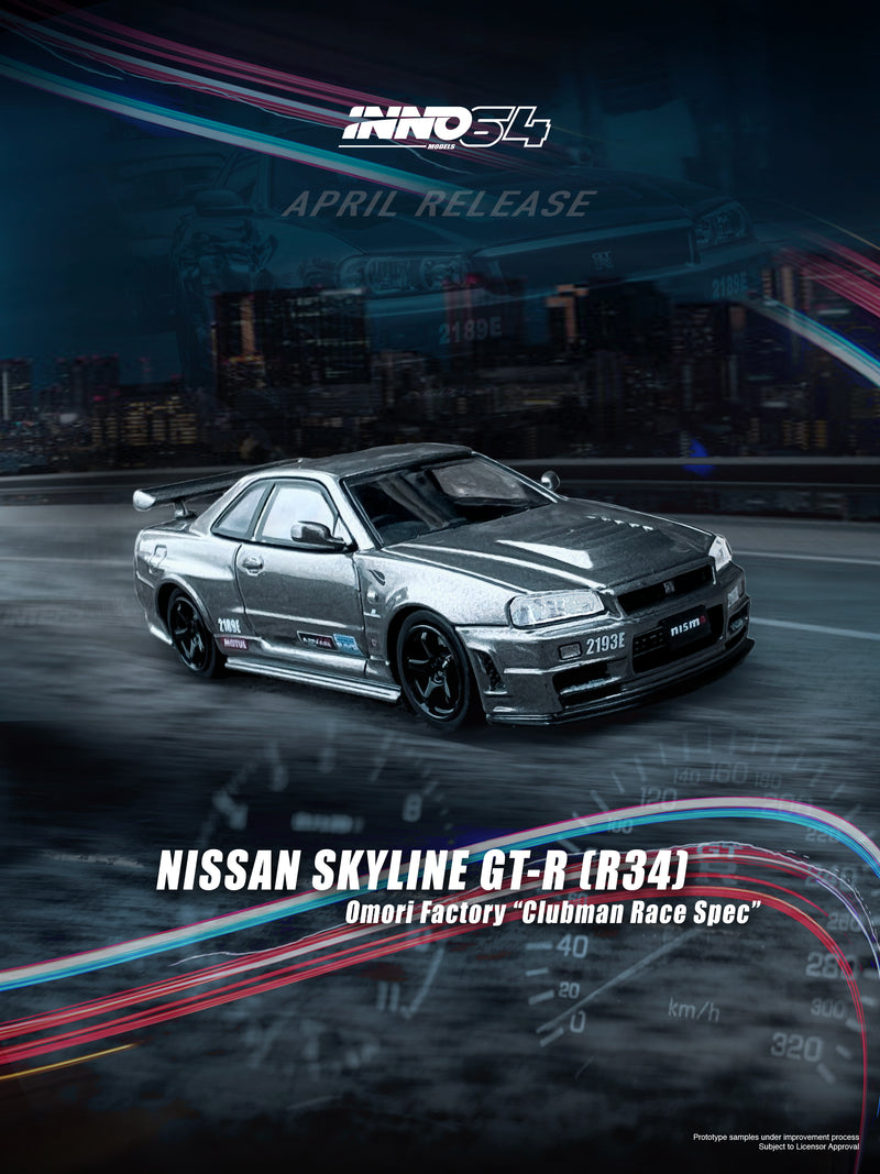 INNO64 1:64 Nissan Skyline GT-R (R34) Omori Factory "CLUBMAN RACE SPEC" (CRS)